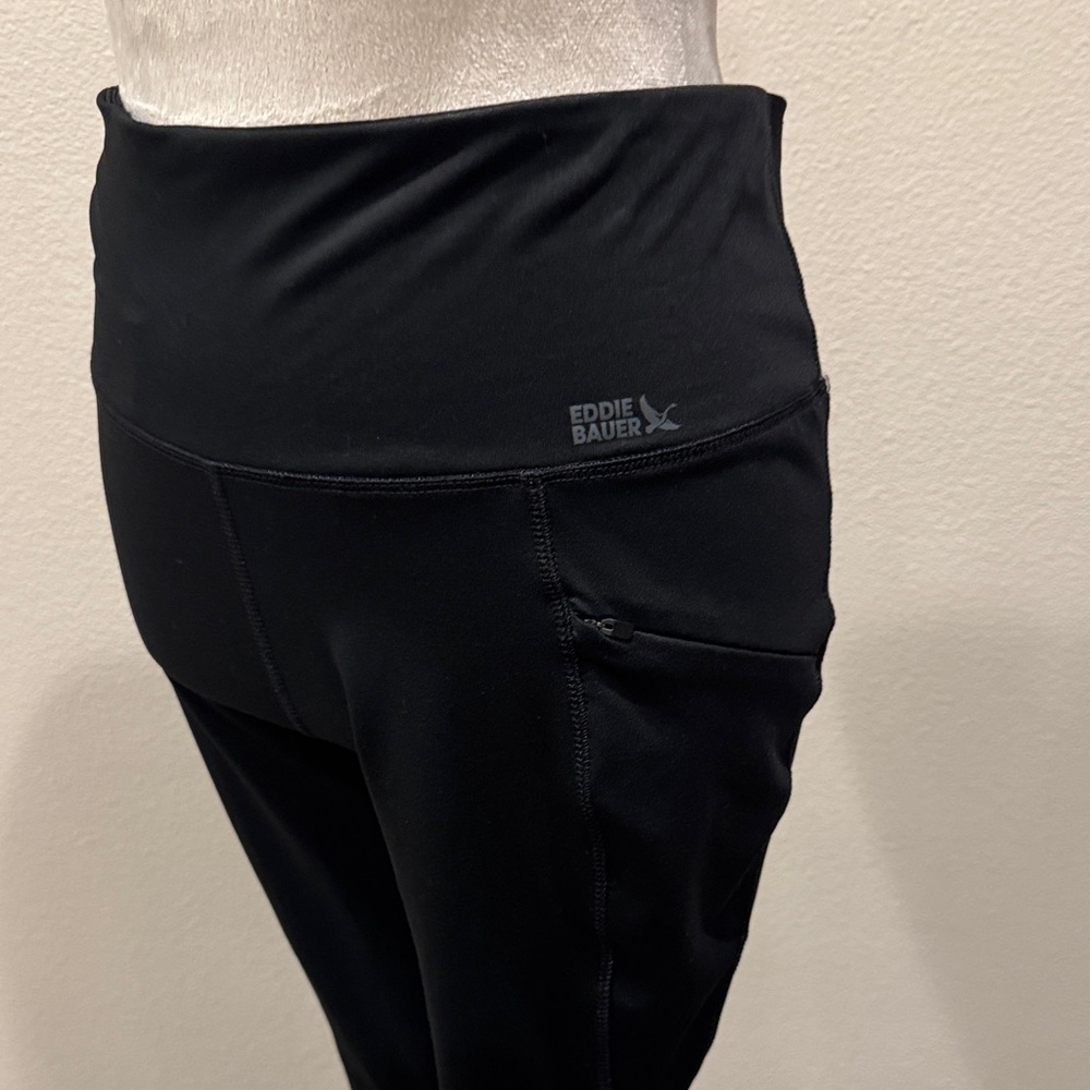 Eddie Bauer Black 7/8 Leggings w/ Zipper Pockets M